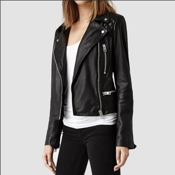 All Saints Black Leather Jacket - Picture 4 of 13
